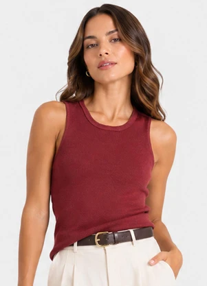 Infinita Cor - Regata Feminina em Tecido Henera Vermelho - INFINITA COR
