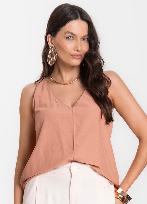 Infinita Cor - Regata Feminina em Tecido Marrom