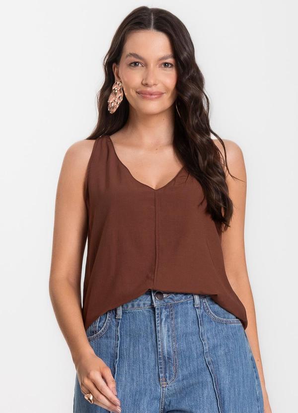 Infinita Cor - Regata Feminina em Tecido Marrom