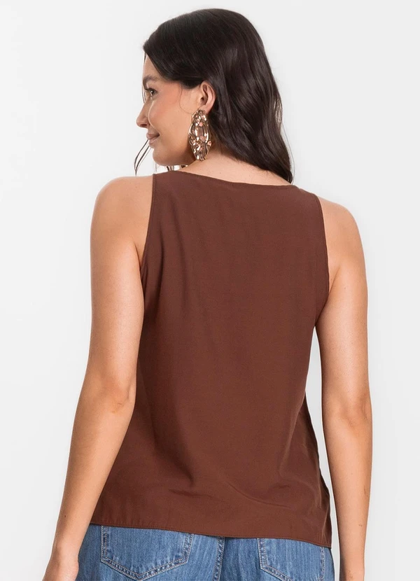 Infinita Cor - Regata Feminina em Tecido Marrom 2