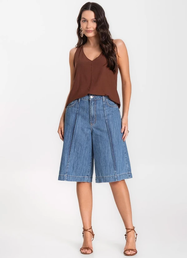 Infinita Cor - Regata Feminina em Tecido Marrom 3