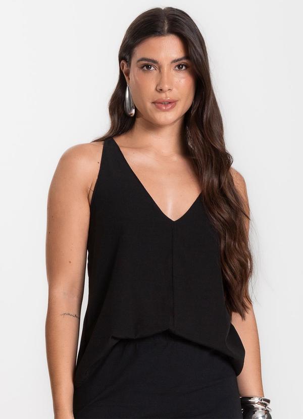 Infinita Cor - Regata Feminina em Tecido Preto