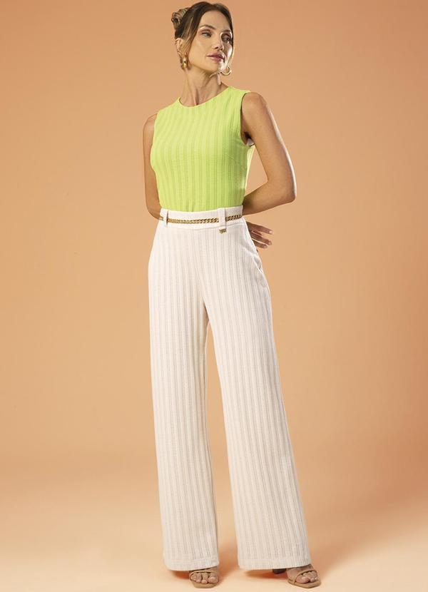 Gris - Regata Feminina em Tricô com Listras Sutis Verde 2