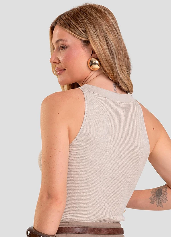 Dianna - Regata Feminina em Tricot de Fio Modal Bege 2
