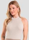 Dianna - Regata Feminina em Tricot de Fio Modal Marrom - variação: Bege