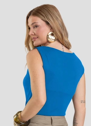Dianna - Regata Feminina em Visco Tricot Azul - DIANNA