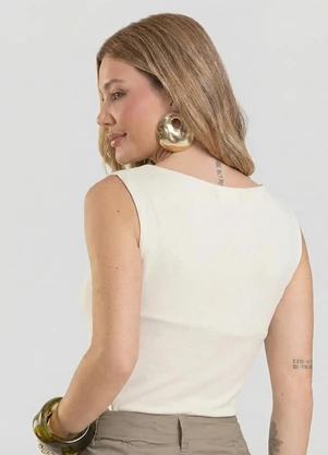 Dianna - Regata Feminina em Visco Tricot Bege - DIANNA