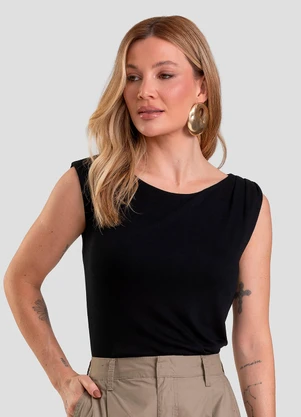 Dianna - Regata Feminina em Visco Tricot Preto - DIANNA