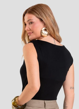 Dianna - Regata Feminina em Visco Tricot Preto - DIANNA