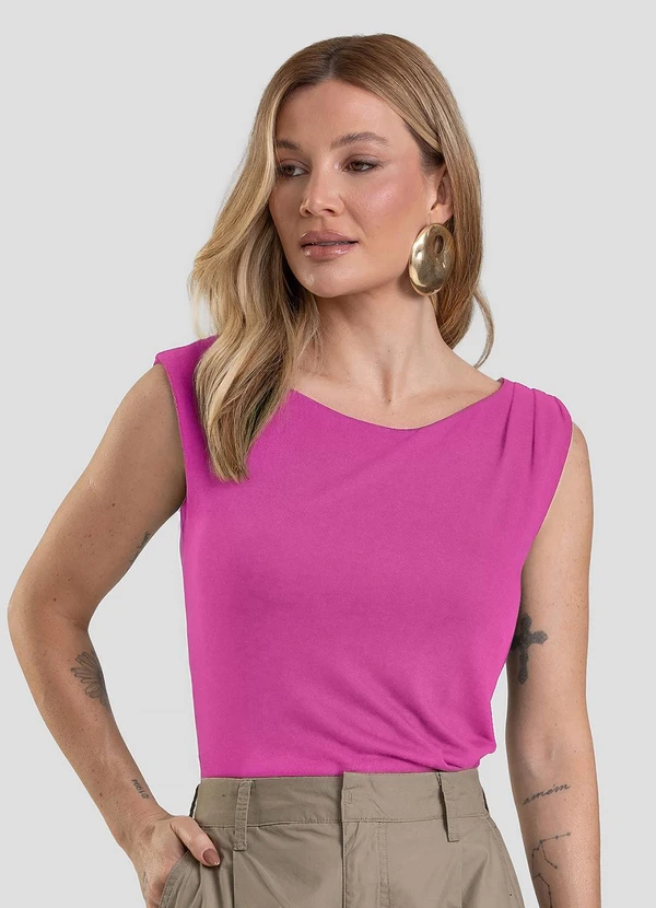 Dianna - Regata Feminina em Visco Tricot Rosa