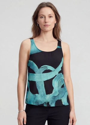 Infinita Cor - Regata Feminina em Viscose Azul - INFINITA COR