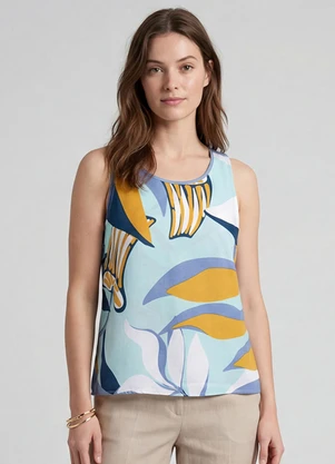 Infinita Cor - Regata Feminina em Viscose Azul - INFINITA COR