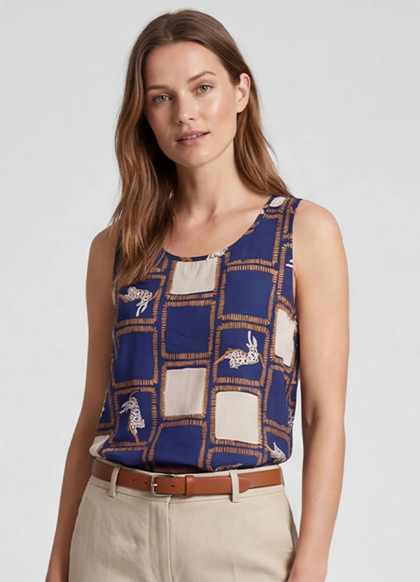 Infinita Cor - Regata Feminina em Viscose Azul