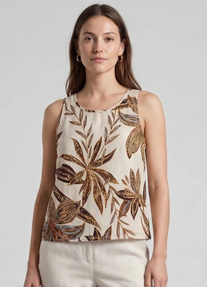 Infinita Cor - Regata Feminina em Viscose Bege - INFINITA COR