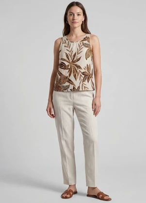 Infinita Cor - Regata Feminina em Viscose Bege - INFINITA COR