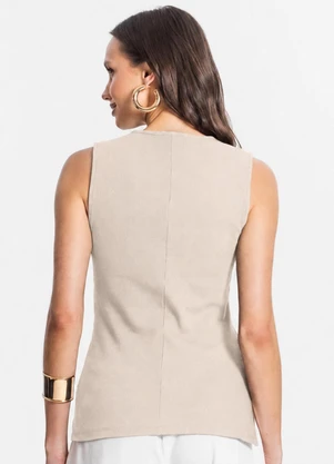 Infinita Cor - Regata Feminina em Viscose Creponada Bege - INFINITA COR