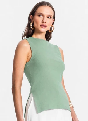 Infinita Cor - Regata Feminina em Viscose Creponada Verde - INFINITA COR