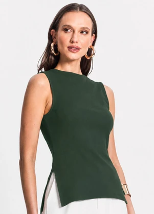 Infinita Cor - Regata Feminina em Viscose Creponada Verde - INFINITA COR