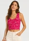 Infinita Cor - Regata Feminina Estampada em Cotton Cinza - variação: Vermelho