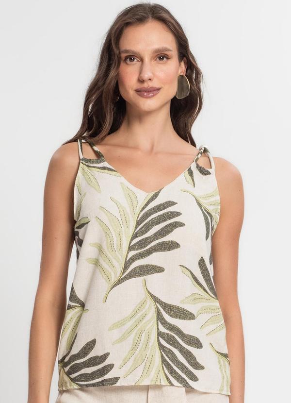 Endless - Regata Feminina Estampada em Linho Bege