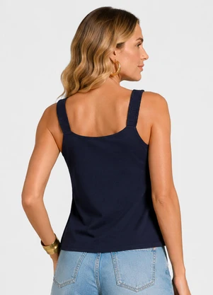 Rovitex - Regata Feminina Estampada em Malha Delicate Azul - ROVITEX
