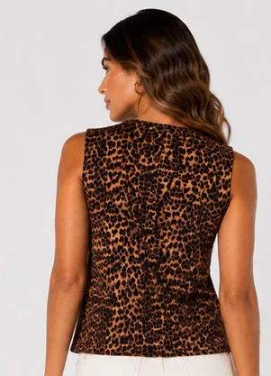 Infinita Cor - Regata Feminina Estampada em Viscose Marrom - INFINITA COR