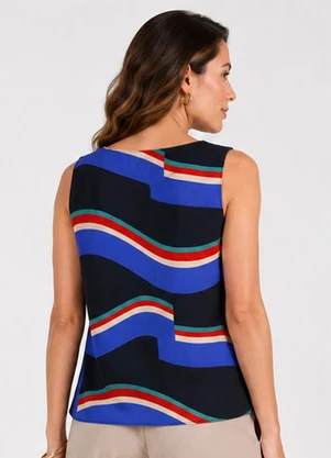 Infinita Cor - Regata Feminina Estampada em Viscose Preto - INFINITA COR