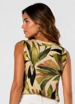 Infinita Cor - Regata Feminina Estampada em Viscose Verde - INFINITA COR