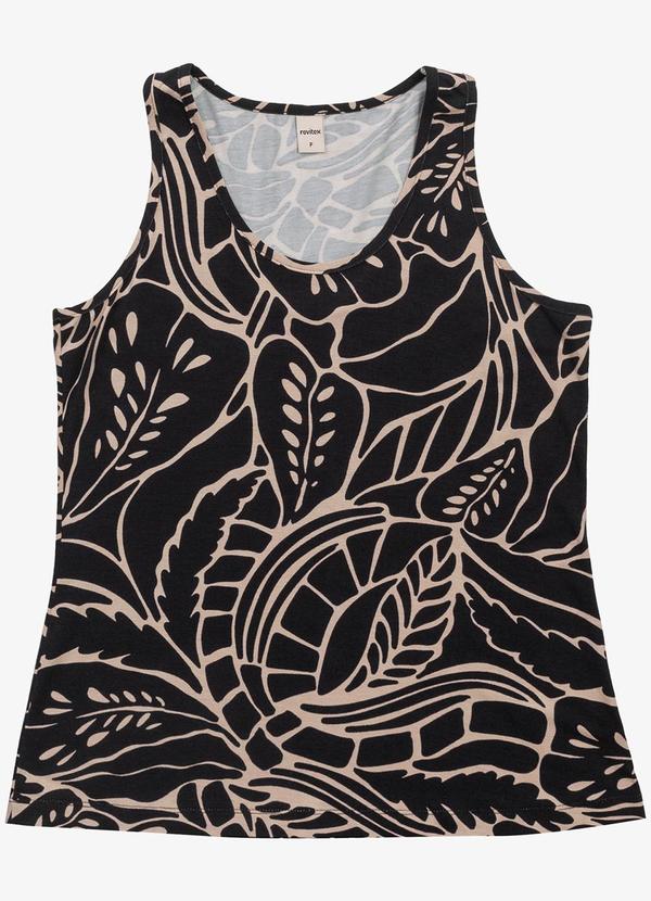 Rovitex - Regata Feminina Estampada Preto 3