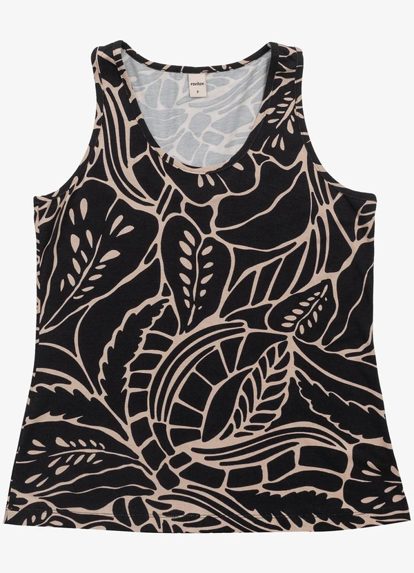 Rovitex - Regata Feminina Estampada Preto 3