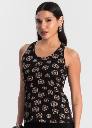 Rovitex - Regata Feminina Estampada Preto - ROVITEX