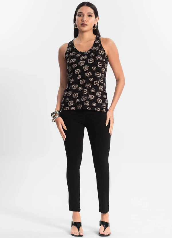 Rovitex - Regata Feminina Estampada Preto 3