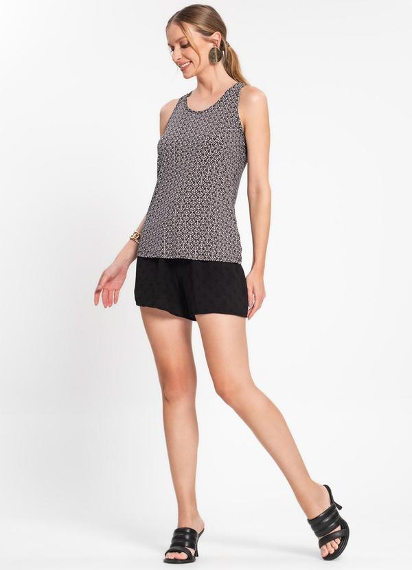 Rovitex - Regata Feminina Estampada Preto 3