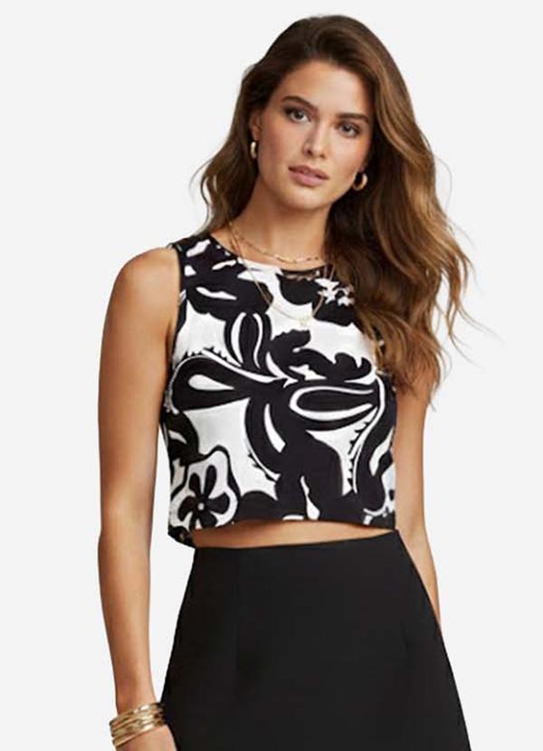 Infinita Cor - Regata Feminina Estampada Preto