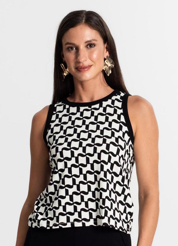 Rovitex - Regata Feminina Estampada Preto