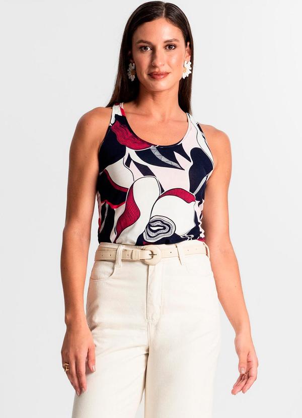 Rovitex - Regata Feminina Estampada Vermelho 3