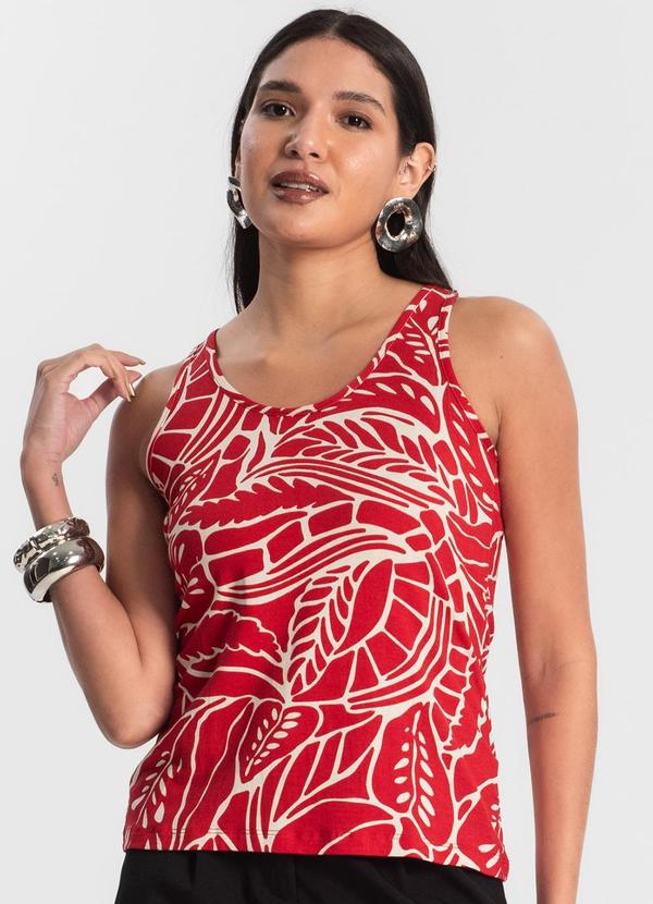 Rovitex - Regata Feminina Estampada Vermelho