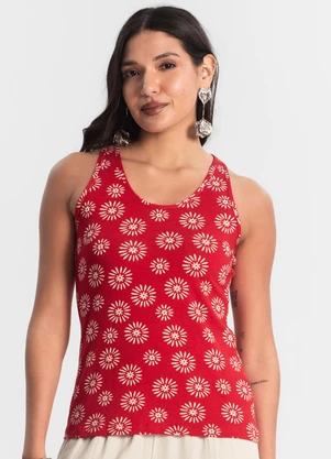 Rovitex - Regata Feminina Estampada Vermelho - ROVITEX