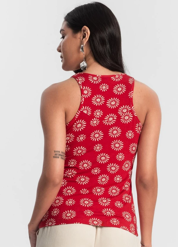 Rovitex - Regata Feminina Estampada Vermelho 2