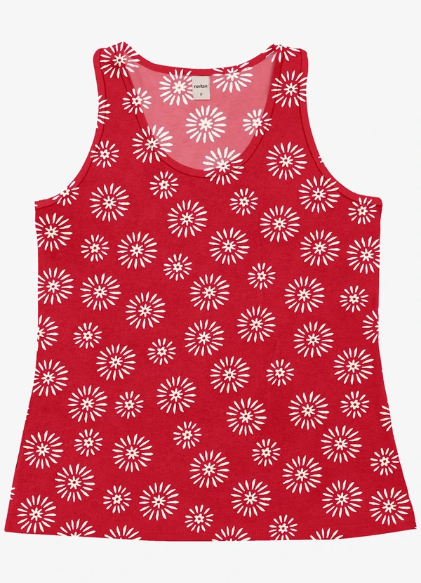 Rovitex - Regata Feminina Estampada Vermelho 4