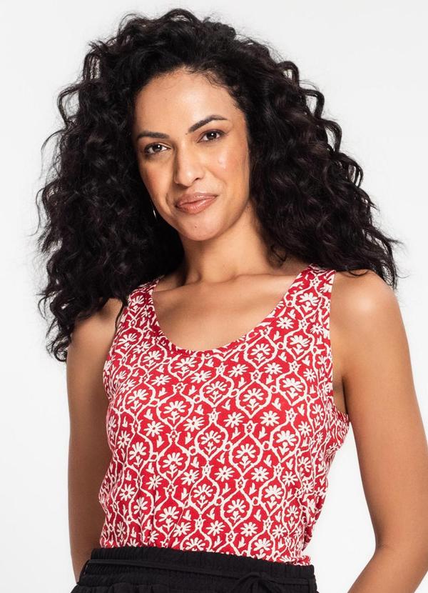 Rovitex - Regata Feminina Estampada Vermelho