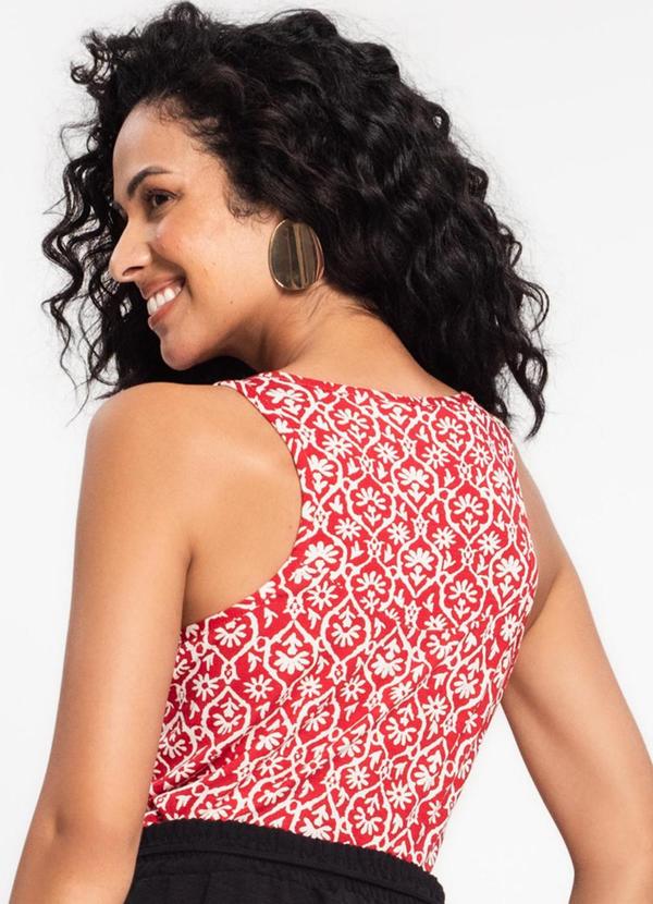 Rovitex - Regata Feminina Estampada Vermelho 2