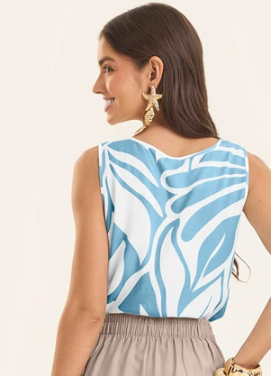 Rovitex - Regata Feminina Estampada Viscose Azul - ROVITEX