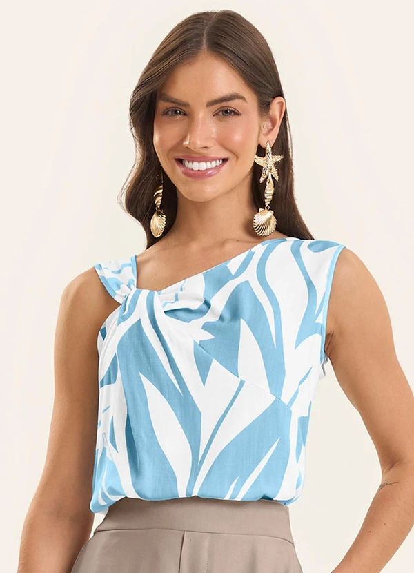 Rovitex - Regata Feminina Estampada Viscose Azul