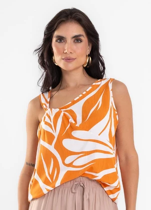Rovitex - Regata Feminina Estampada Viscose Laranja - ROVITEX