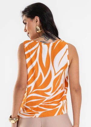 Rovitex - Regata Feminina Estampada Viscose Laranja - ROVITEX