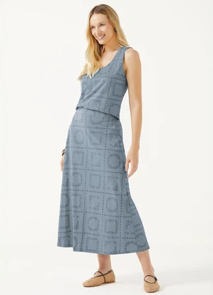 Marialícia - Regata Feminina Floral Devorê Azul - MARIALÍCIA