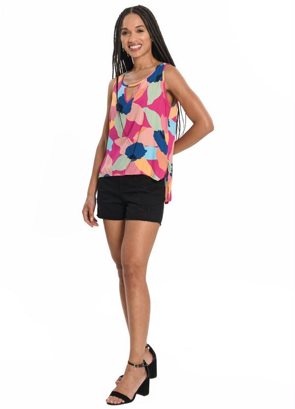 Rovitex - Regata Feminina Flores Assimétrica Rosa 3