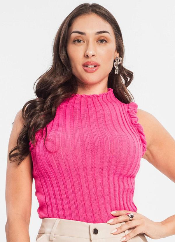 Select - Regata Feminina Frufru Tricot Básico Rosa