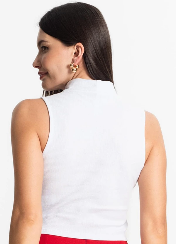 Select - Regata Feminina Gola Alta Canelada Branco 2